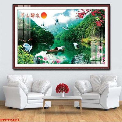 File in ấn chuyên nghiệp Tranh sơn thủy thác nước FTPT2421 (file gốc)