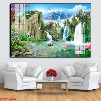 File tranh gốc Tranh sơn thủy thác nước FTPT2430 (bản quyền) file PSD