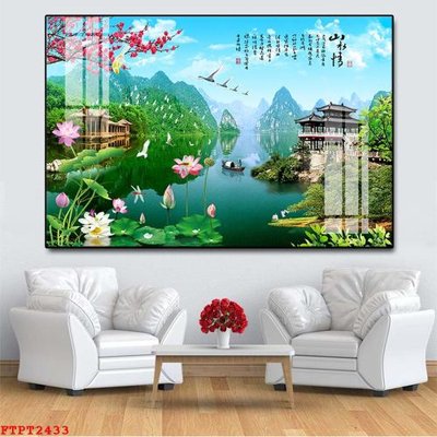 File PSD Tranh sơn thủy thác nước FTPT2433 (gốc) cho in quảng cáo