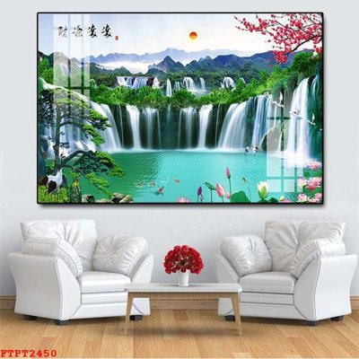File tranh Tranh sơn thủy thác nước FTPT2450 (file gốc) chuẩn màu in
