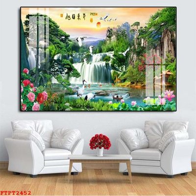 Tải file Tranh sơn thủy thác nước FTPT2452 (ảnh gốc) in gạch 3D