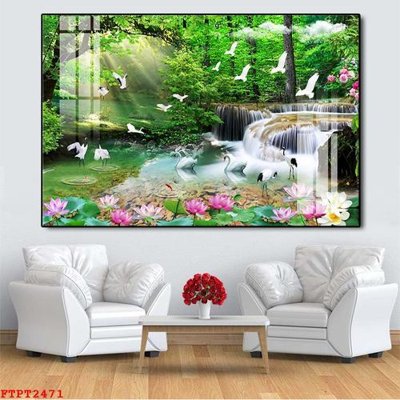 File ảnh Tranh sơn thủy thác nước FTPT2471 (gốc) in PP, decal