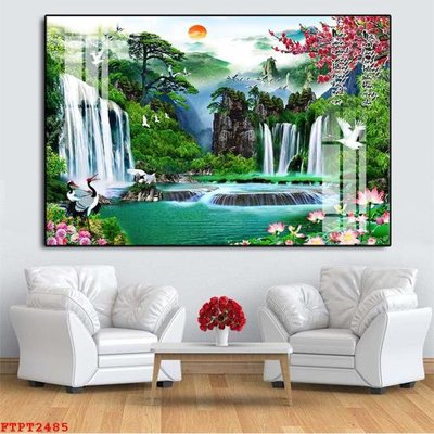 Ảnh gốc Tranh sơn thủy thác nước FTPT2485 (độ nét cao) in mica