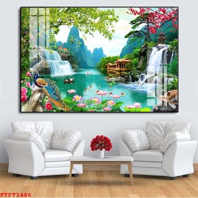 File PSD Tranh sơn thủy thác nước FTPT2486 (bản gốc) cho nhà in