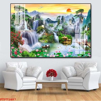 Download file tranh Tranh sơn thủy thác nước FTPT2487 (file gốc PSD)