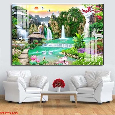 Tải file gốc Tranh sơn thủy thác nước FTPT2495 (in khổ lớn) quảng cáo