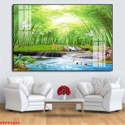 File tranh Tranh sơn thủy thác nước FTPT2496 (ảnh gốc) chi tiết rõ ràng