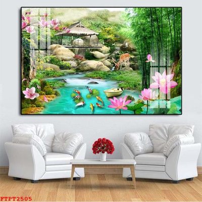 File gốc Tranh sơn thủy thác nước FTPT2505 (trang trí) cho phòng khách