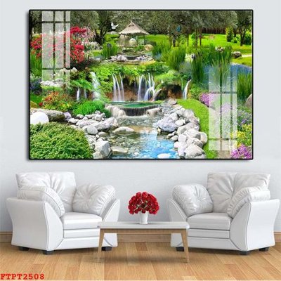 Tải file Tranh sơn thủy thác nước FTPT2508 (ảnh gốc) in tranh kính