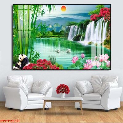 File tranh quảng cáo Tranh sơn thủy thác nước FTPT2510 (download file gốc)