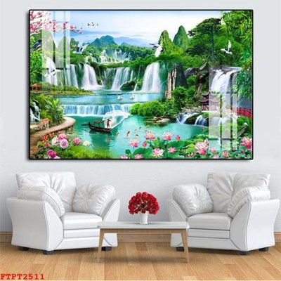 File PSD in ấn Tranh sơn thủy thác nước FTPT2511 (chất lượng cao)