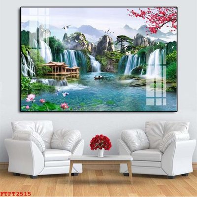 Tải xuống file tranh gốc Tranh sơn thủy thác nước FTPT2515 (PSD/TIFF)