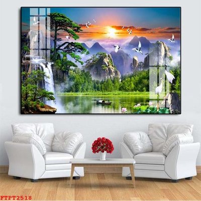 Tải file tranh gốc Tranh sơn thủy thác nước FTPT2518 chất lượng cao