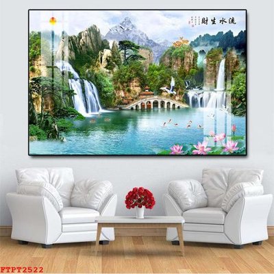 Hình ảnh file gốc Tranh sơn thủy thác nước FTPT2522 (chất lượng cao)