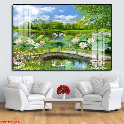 File gốc Tranh sơn thủy thác nước FTPT2524 (ảnh chi tiết) để in trần