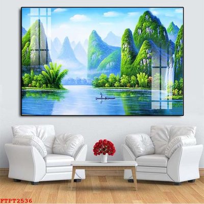 Download file gốc Tranh sơn thủy thác nước FTPT2536 (in mica) 3D