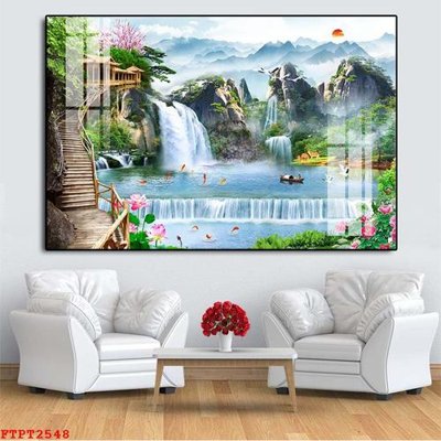 File tranh Tranh sơn thủy thác nước FTPT2548 (ảnh gốc) độc quyền