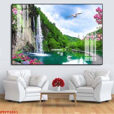 File in ấn Tranh sơn thủy thác nước FTPT2551 (bản gốc) cao cấp