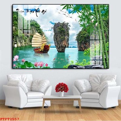 Tải xuống file tranh gốc Tranh sơn thủy thác nước FTPT2557 (PSD/TIFF)