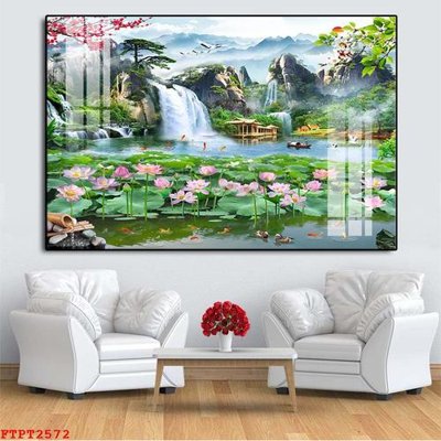 File gốc Tranh sơn thủy thác nước FTPT2572 (phiên bản chuẩn) để in ấn