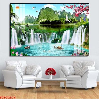Tải file Tranh sơn thủy thác nước FTPT2576 (gốc) in nhanh