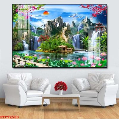 Tệp tin gốc Tranh sơn thủy thác nước FTPT2583 (chất lượng) Tranh sơn thủy thác nước FTPT2583