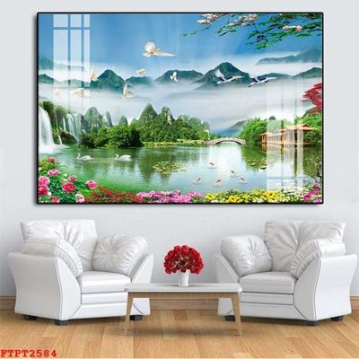 Tải về file tranh gốc Tranh sơn thủy thác nước FTPT2584 (để in quảng cáo)