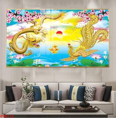 File in mica File gốc tranh rồng hổ FTR111 (bản gốc) làm vách ngăn