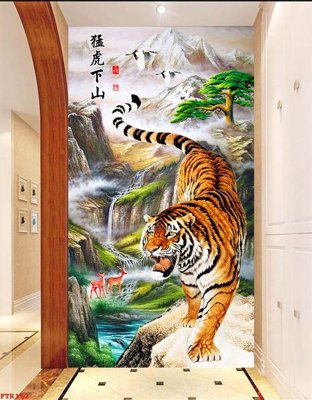 File tranh File gốc tranh rồng hổ FTR152 (gốc) in trên kính