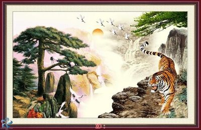 File in trần File gốc tranh rồng hổ FTR24 (bản gốc) mây trời