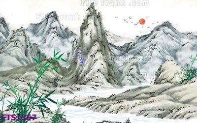 File tranh gốc in trần nhà File in tranh tường hiện đại FTS1357 3D