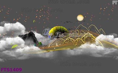 File gốc File in tranh tường hiện đại FTS1409 (in lụa) hoa văn cổ điển