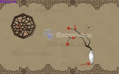 Download file gốc File in tranh tường hiện đại FTS3132 (in lụa) hoa lá