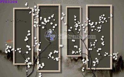 Tải file File in tranh tường hiện đại FTS3204 (gốc) chủ đề hoa sen