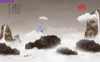 File gốc File in tranh tường hiện đại FTS3698 (in lụa) tranh mã đáo