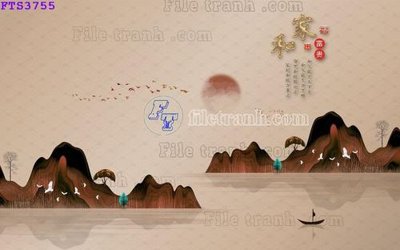 File in trần File in tranh tường hiện đại FTS3755 (file gốc) phong thủy