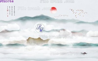 File gốc File in tranh tường hiện đại FTS3758 (in lụa) hoa văn cổ điển