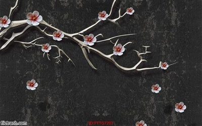 Tải file Tranh tường 3d tối giản hiện đại FTTG7207 (gốc) chủ đề hoa sen