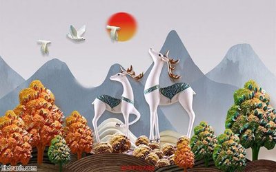 File gốc Tranh tường 3d tối giản hiện đại FTTG7265 (in lụa) tranh mã đáo