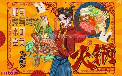 Tải file File in quán lẩu nướng trung quốc FTTQ107 (gốc) in tranh tráng gương