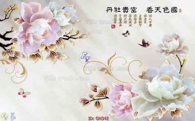 File in lụa File tranh giả ngọc GN342 (hoa văn) File tranh giả ngọc GN342