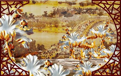 File tranh gốc in trần nhà File tranh in tường giả ngọc GN3714 3D