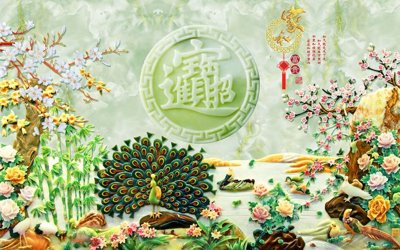 File gốc File tranh in tường giả ngọc GN3894 (in lụa) họa tiết 3D