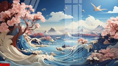 File tranh File tranh gốc in tranh tường nền tổng hợp H10368 (bản gốc) in lụa dán tường