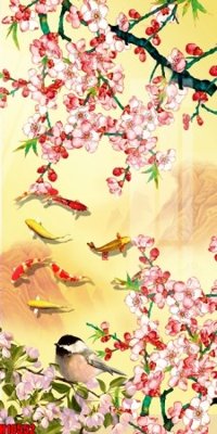 Download file gốc File tranh gốc in tranh tường nền tổng hợp H10552 (in lụa) hoa lá