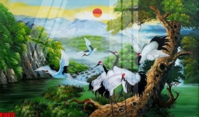 File gốc File tranh gốc in tranh tường nền tổng hợp H14672 (in lụa) tranh thuận buồm