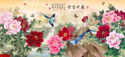 Download file gốc File tranh gốc in tranh tường nền tổng hợp H16028 (in lụa) hoa lá