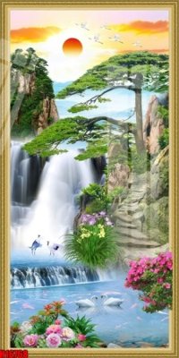 File gốc File tranh gốc in tranh tường nền tổng hợp H16768 (in lụa) tranh thuận buồm