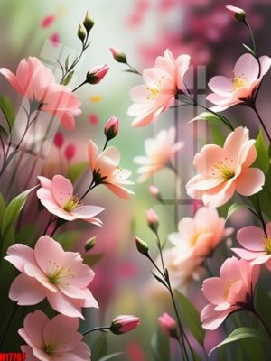 Download file gốc File tranh gốc in tranh tường nền tổng hợp H17767 (in lụa) hoa lá