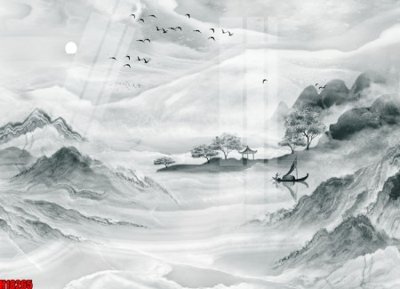 File gốc File tranh gốc in tranh tường nền tổng hợp H18265 (in lụa) tranh mã đáo